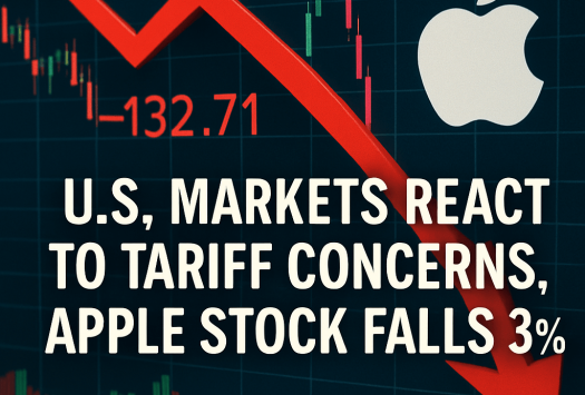 U.S. Markets React to Tariff Concerns, Apple Stock Falls 3% image