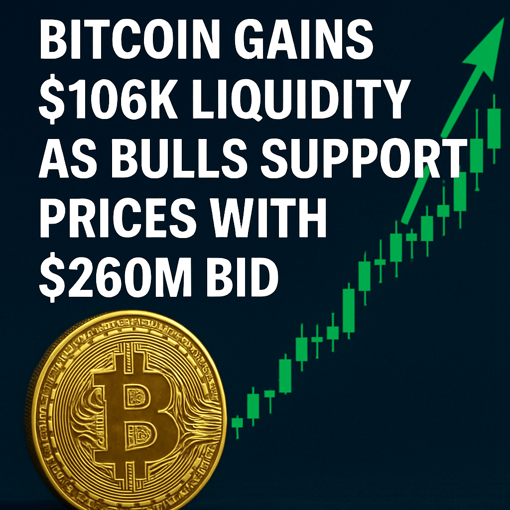 Bitcoin Gains $106K Liquidity as Bulls Support Prices with $260M Bid image