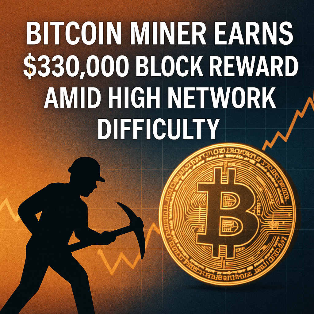 Bitcoin Miner Earns $330,000 Block Reward Amid High Network Difficulty image
