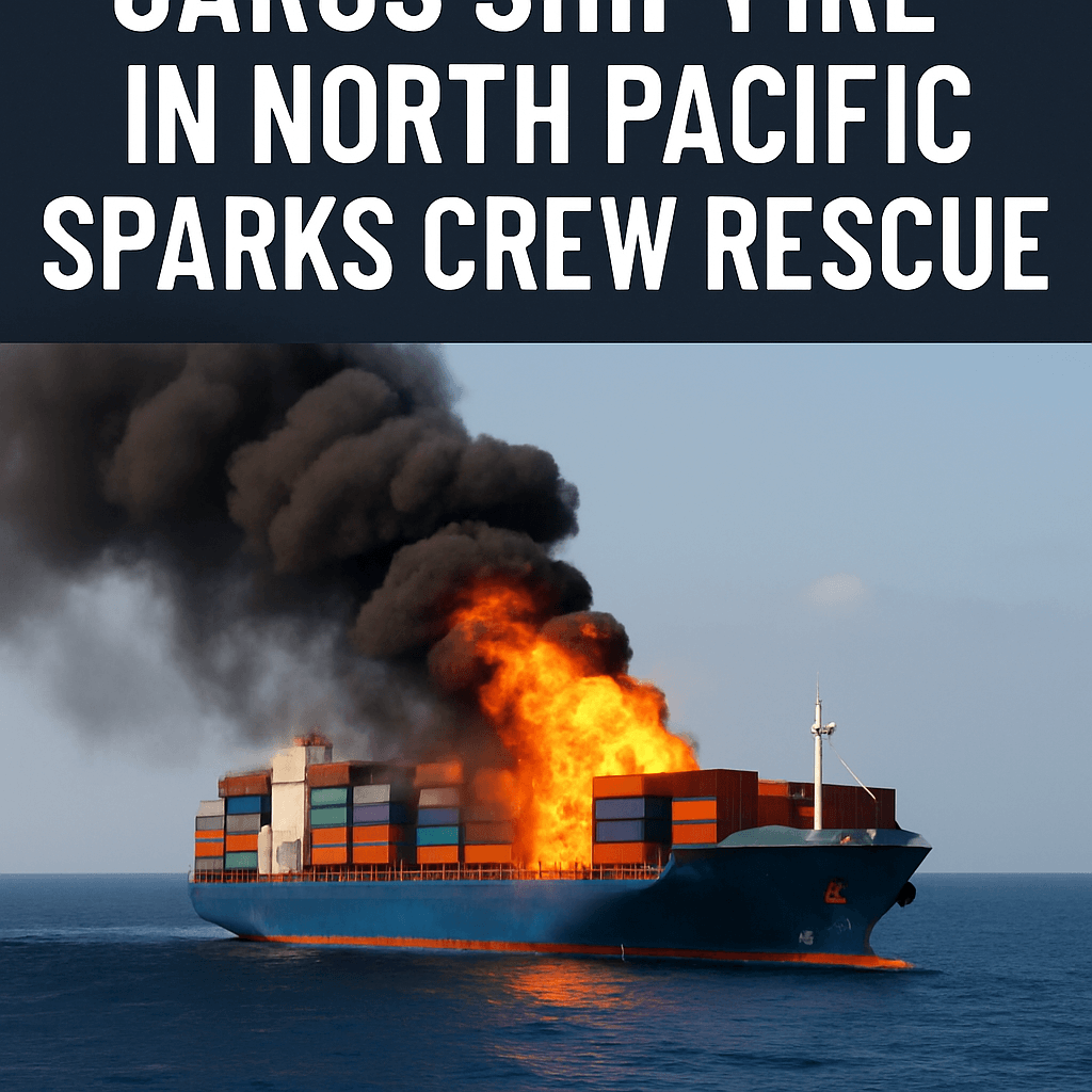 Cargo Ship Fire in North Pacific Sparks Crew Rescue image